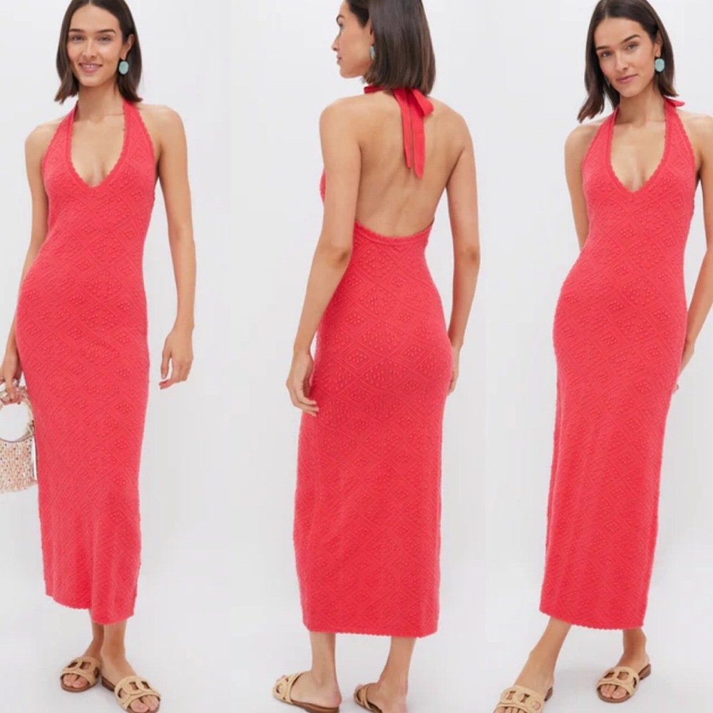 NWT Tuckernuck HYACINTH HOUSE Watermelon Knit Hollis Halter Dress XXS